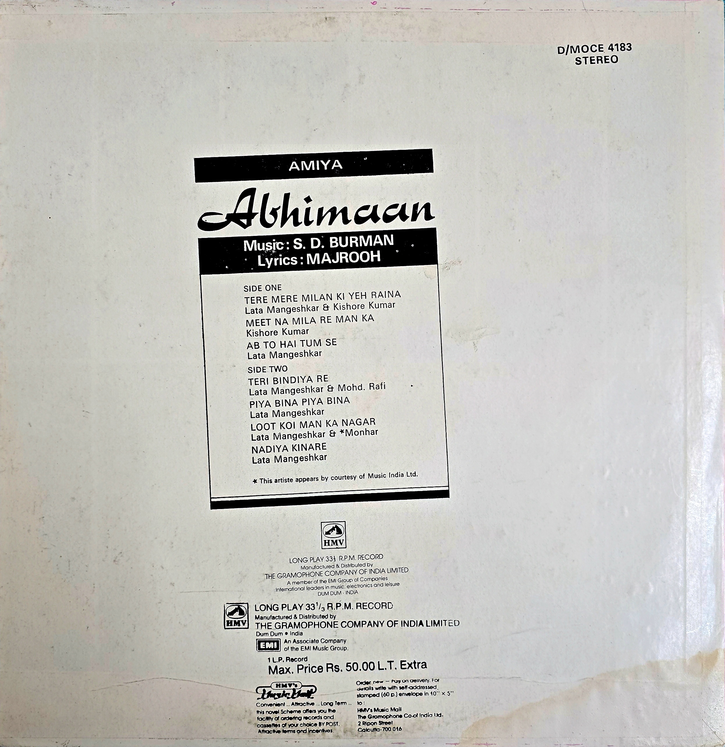ABHIMAAN - VINYL RECORD ( HF COVER / MINT / ODEON ) - thumbnail 2