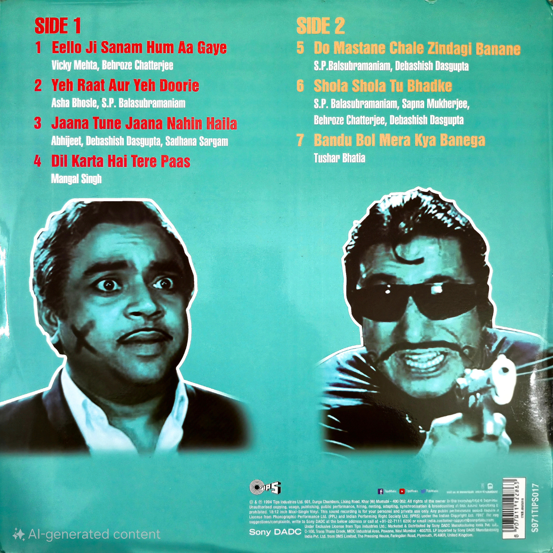 ANDAZ APNA APNA - VINYL RECORD - thumbnail 3