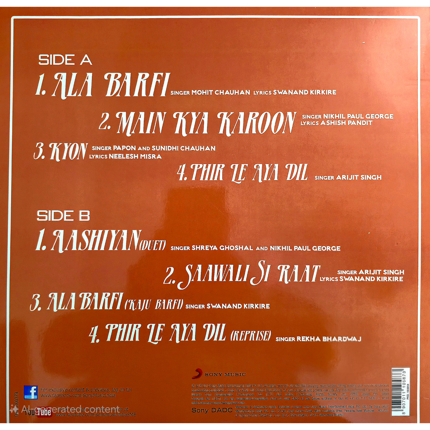 BARFI - VINYL RECORD ( 1ST ISSUE ) - thumbnail 2