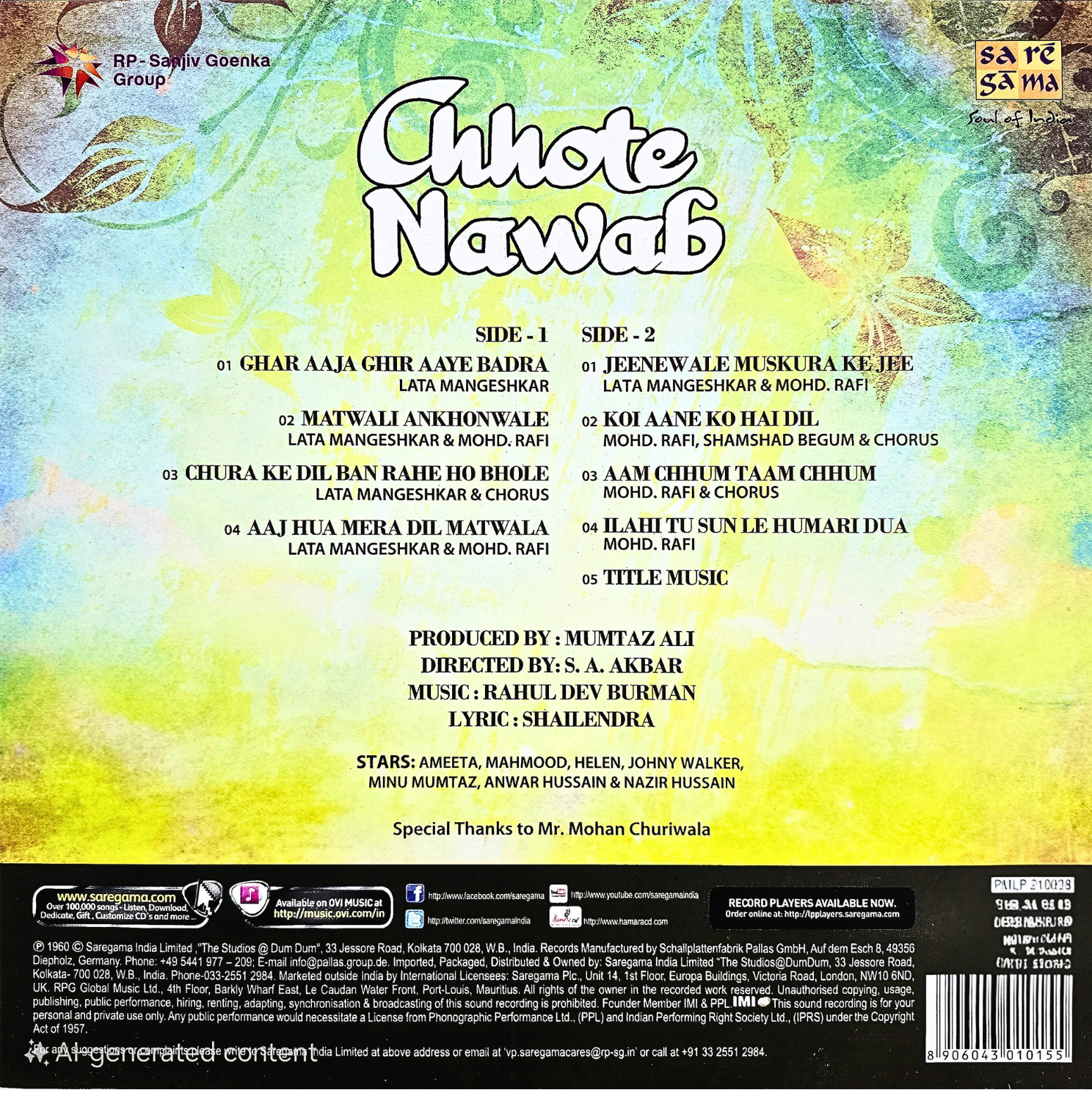 CHHOTE NAWAB - VINYL RECORD - thumbnail 3