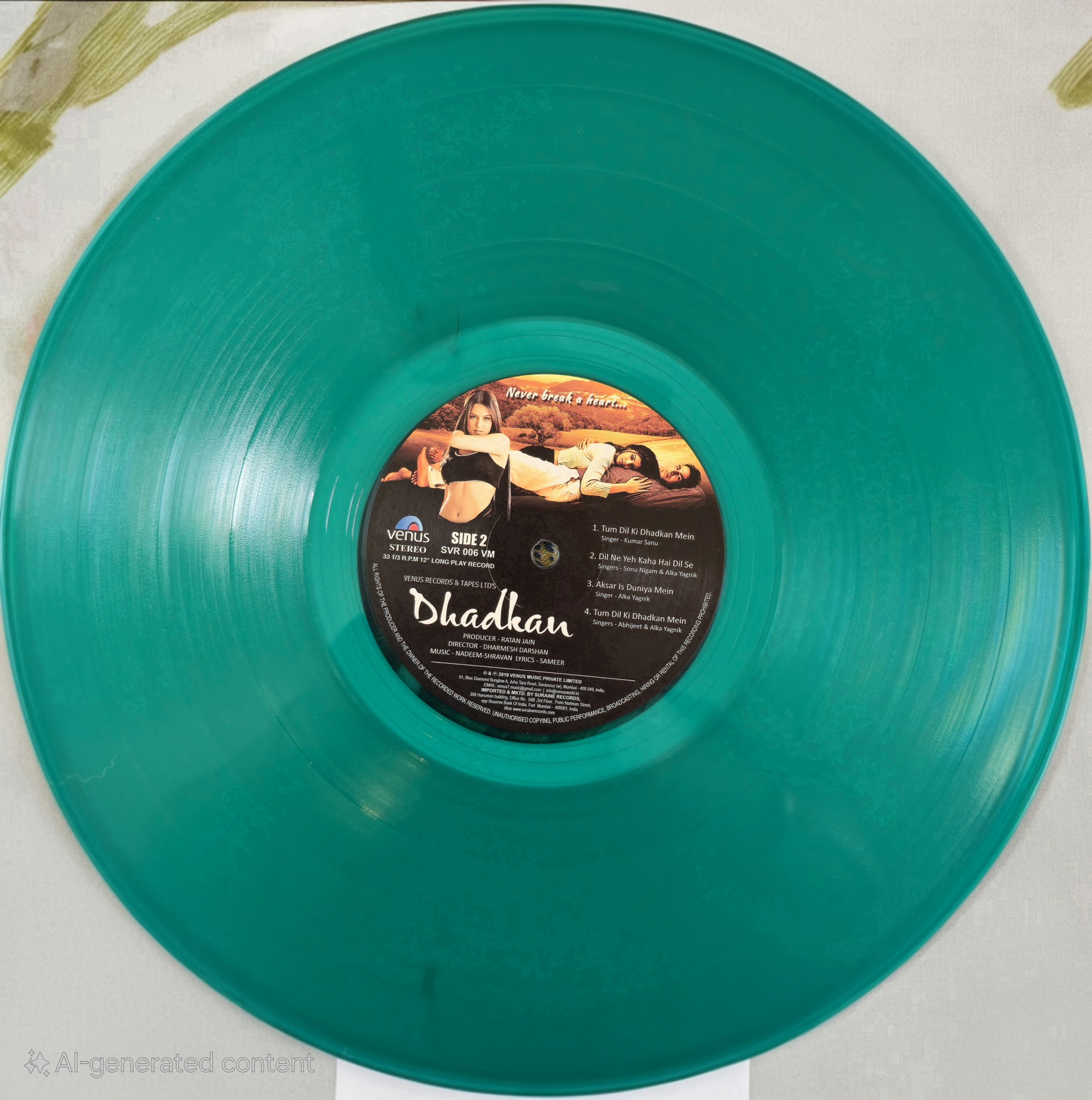 DHADKAN - VINYL RECORD ( 1ST ISSUE ) GREEN - thumbnail 3