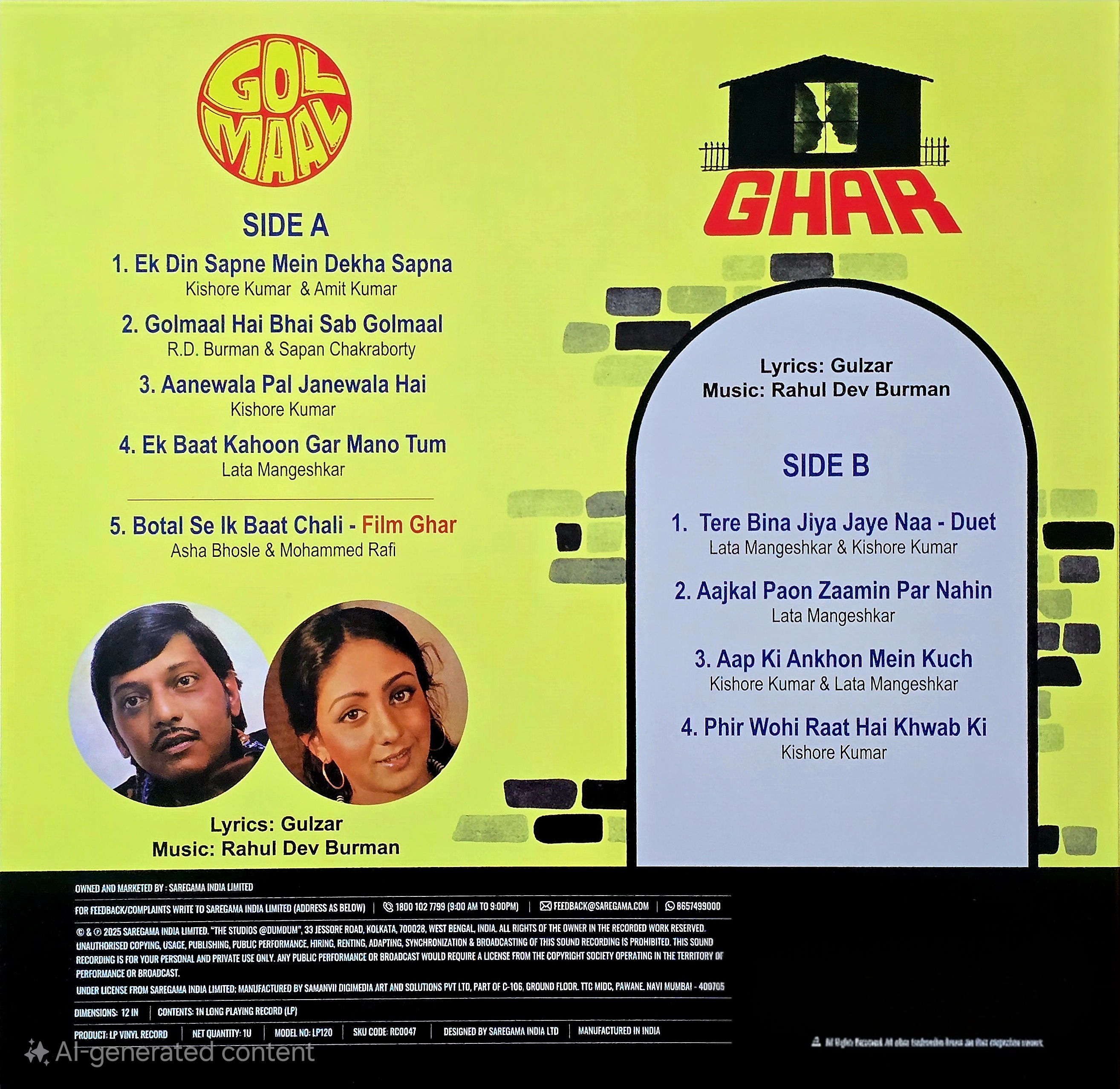 GOLMAAL / GHAR - VINYL RECORD - thumbnail 2