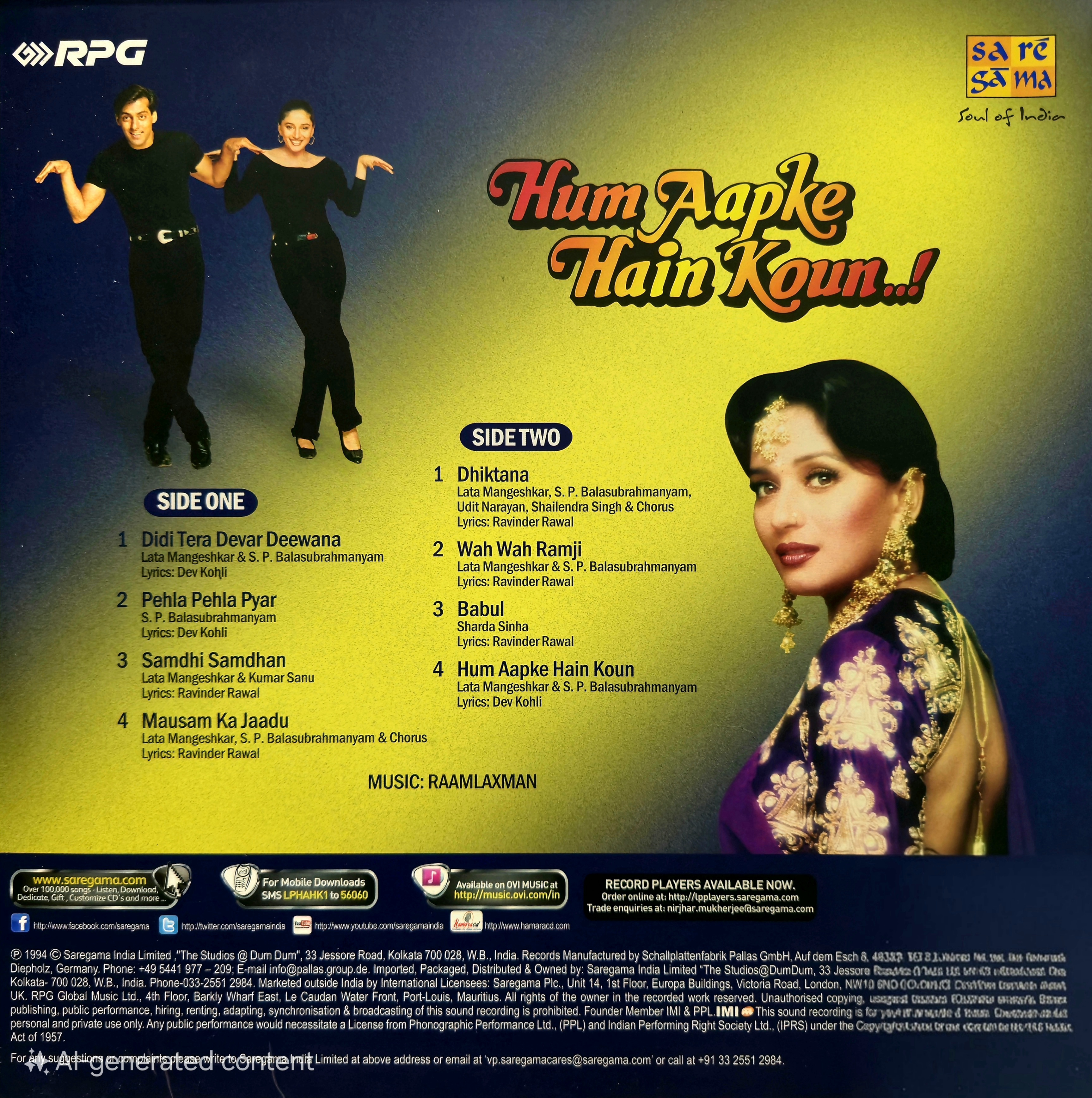 HUM AAPKE HAIN KOUN : 2LP SET - VINYL RECORD ( 1ST EDITION , 2 Covers Bookfold ) - thumbnail 5