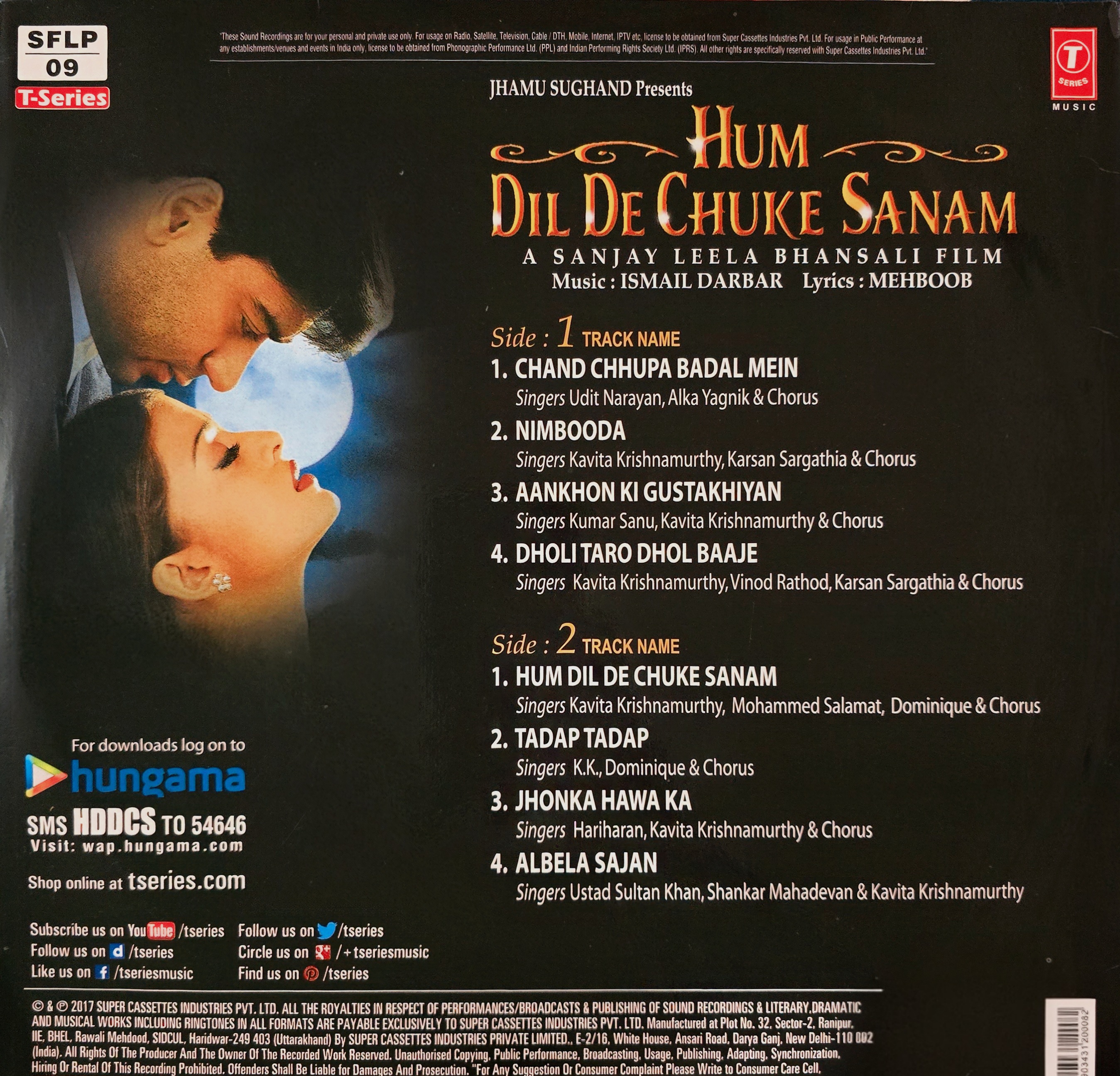 HUM DIL DE CHUKE SANAM - VINYL RECORD ( 1ST EDITION ) - thumbnail 3