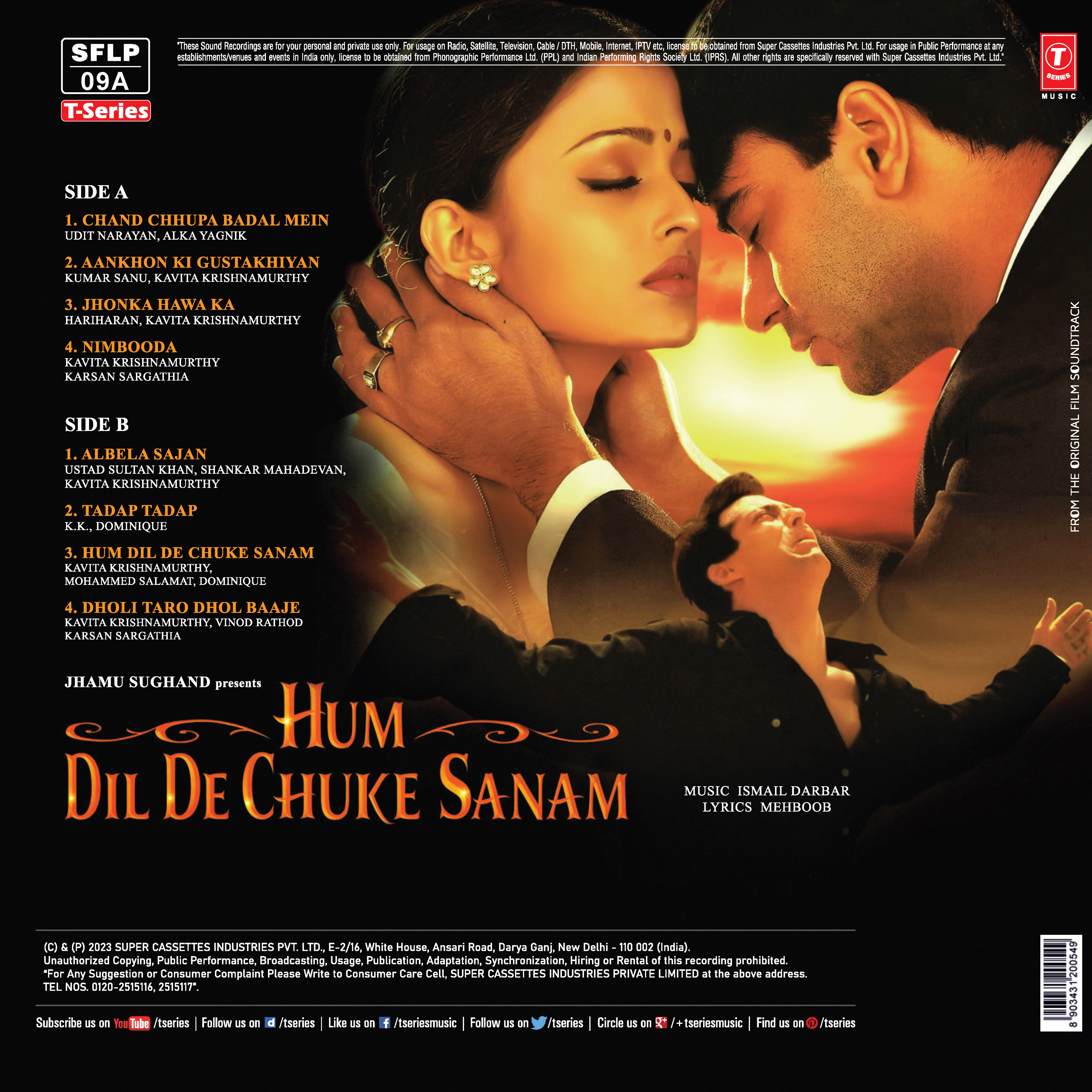 HUM DIL DE CHUKE SANAM - VINYL RECORD (BLACK / IMPORTED) 2ND EDITION - thumbnail 3