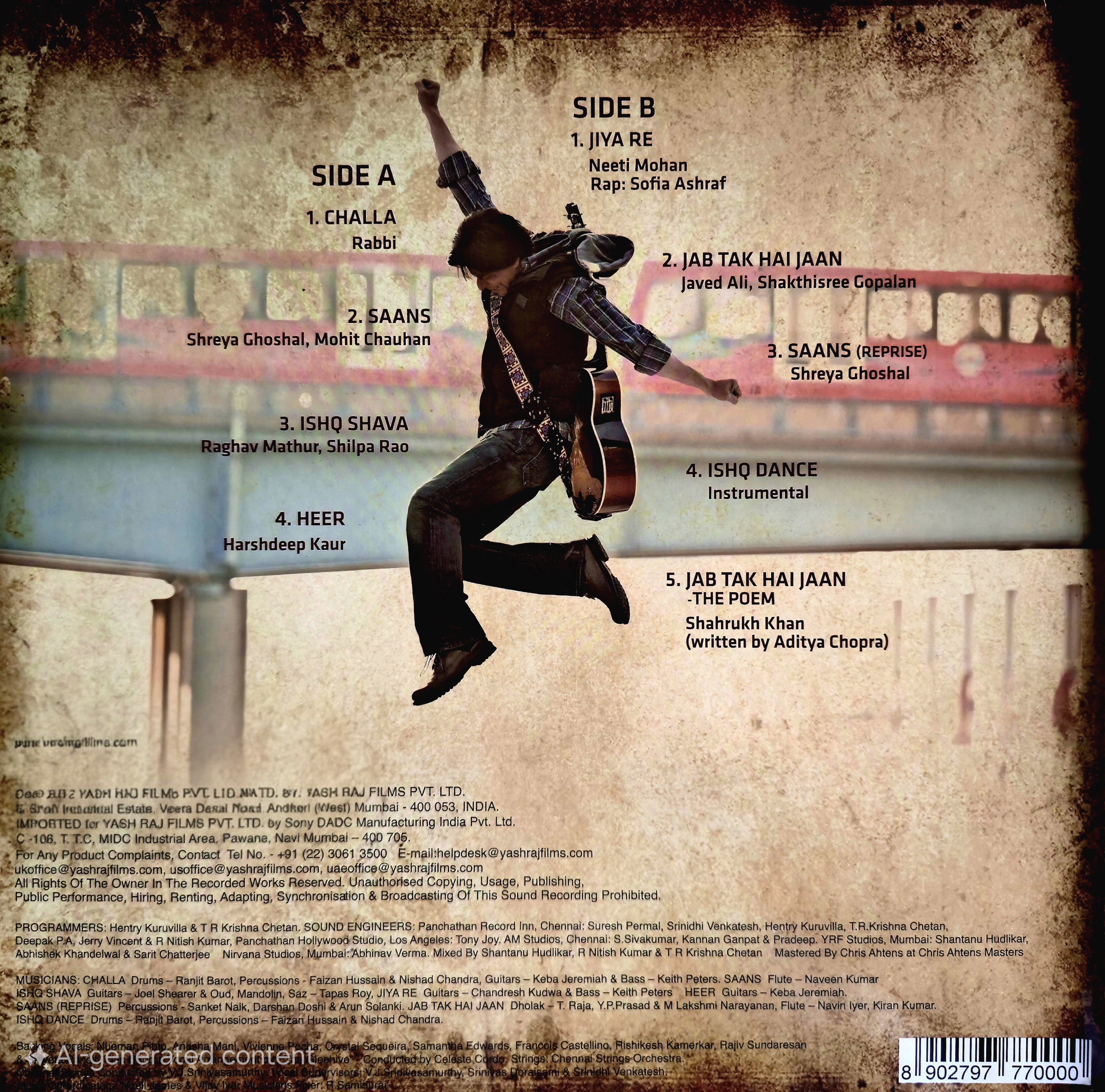JAB TAK HAI JAAN - VINYL RECORD - thumbnail 3