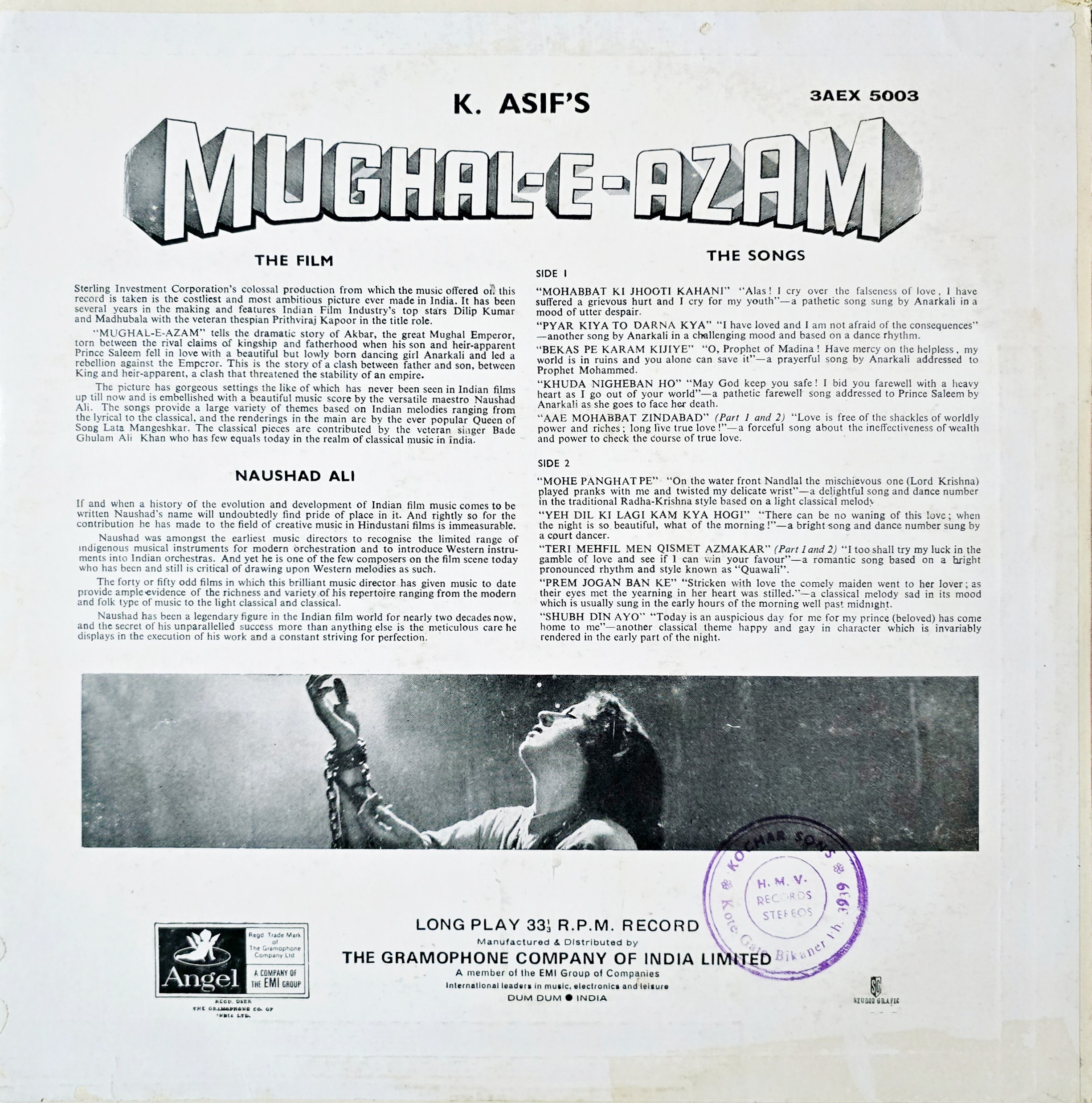 MUGHAL E AZAM - LP RECORD ( ODEON / 95% ) 3AEX 5003 - thumbnail 2