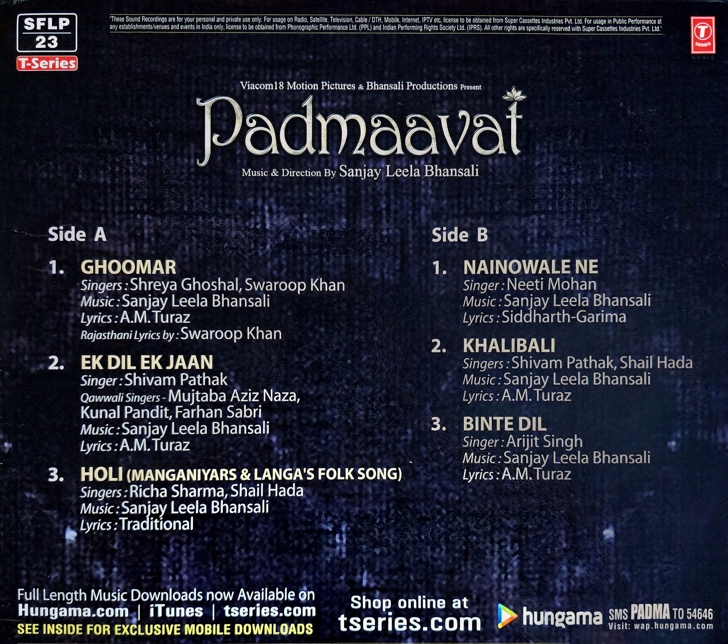 PADMAAVAT - VINYL RECORD - thumbnail 3