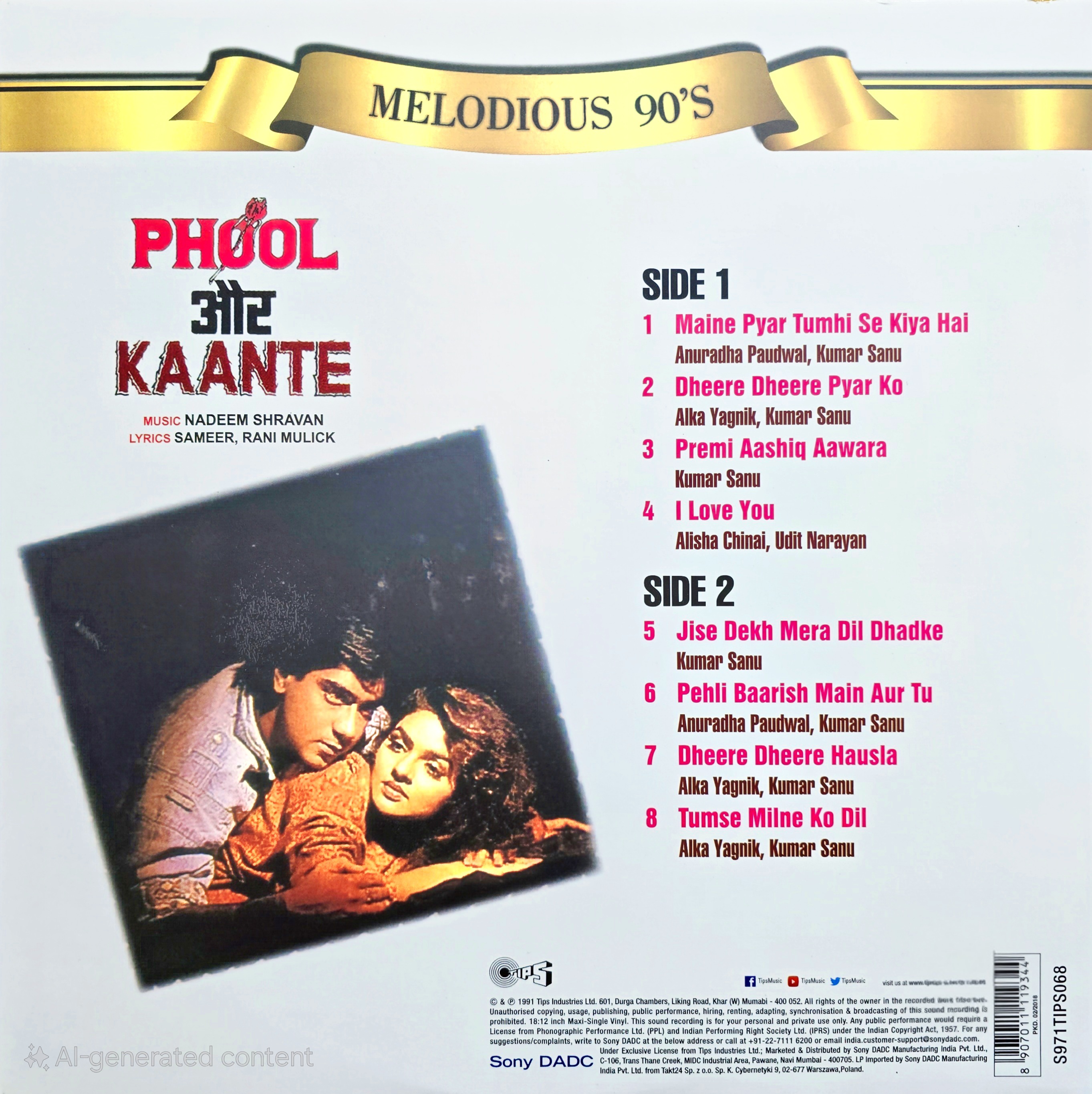PHOOL AUR KAANTE - VINYL RECORD - thumbnail 2