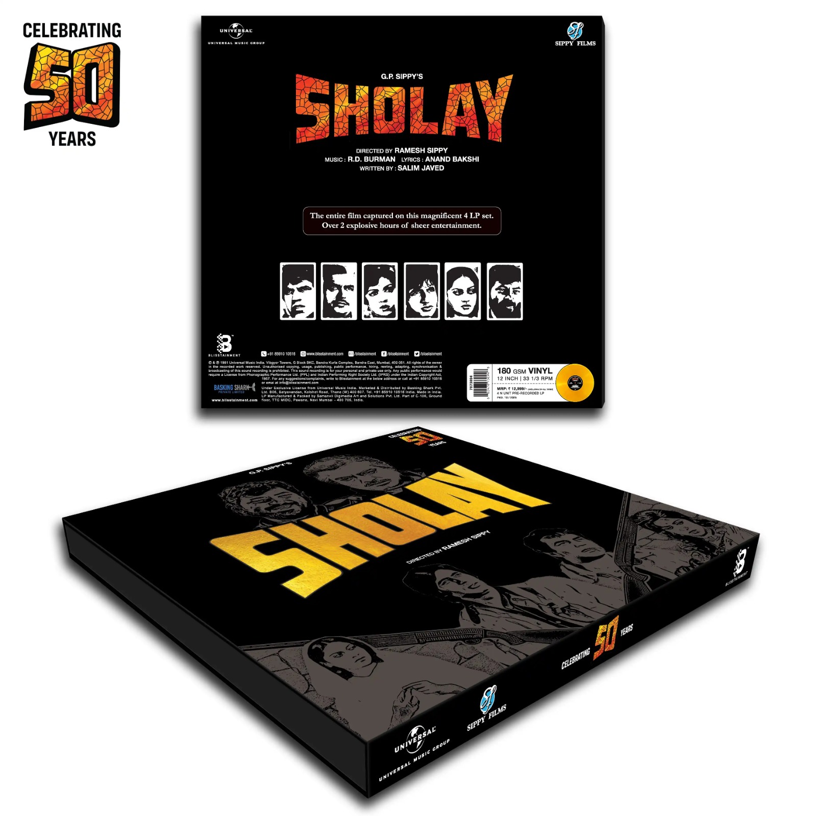 SHOLAY - VINYL RECORD ( 4LP SET BOX / 50 YEARS CELEBRATION EDITION ) - thumbnail 1