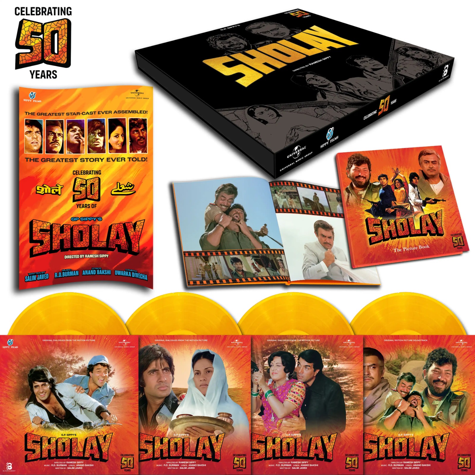 SHOLAY - VINYL RECORD ( 4LP SET BOX / 50 YEARS CELEBRATION EDITION ) - thumbnail 2