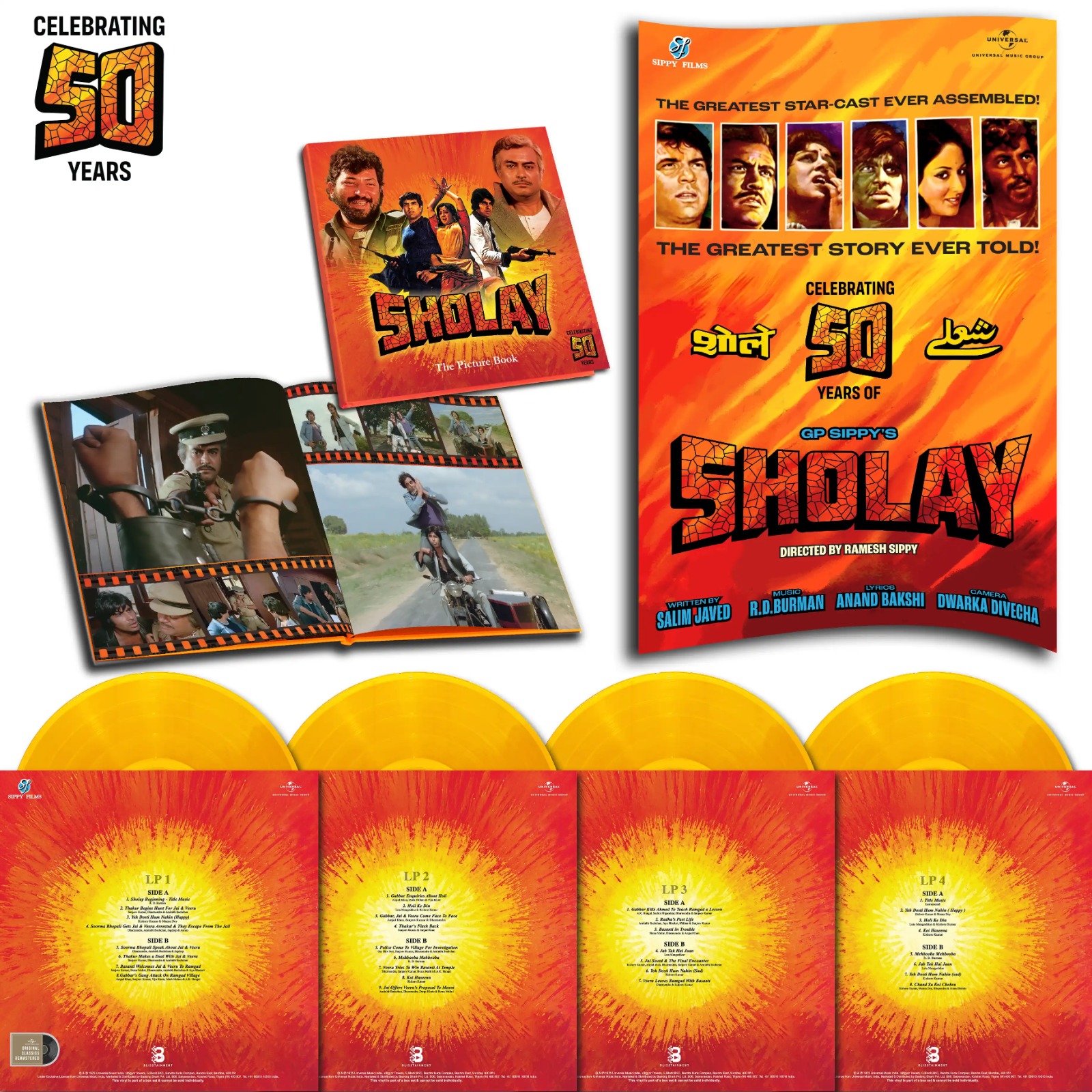 SHOLAY - VINYL RECORD ( 4LP SET BOX / 50 YEARS CELEBRATION EDITION ) - thumbnail 3
