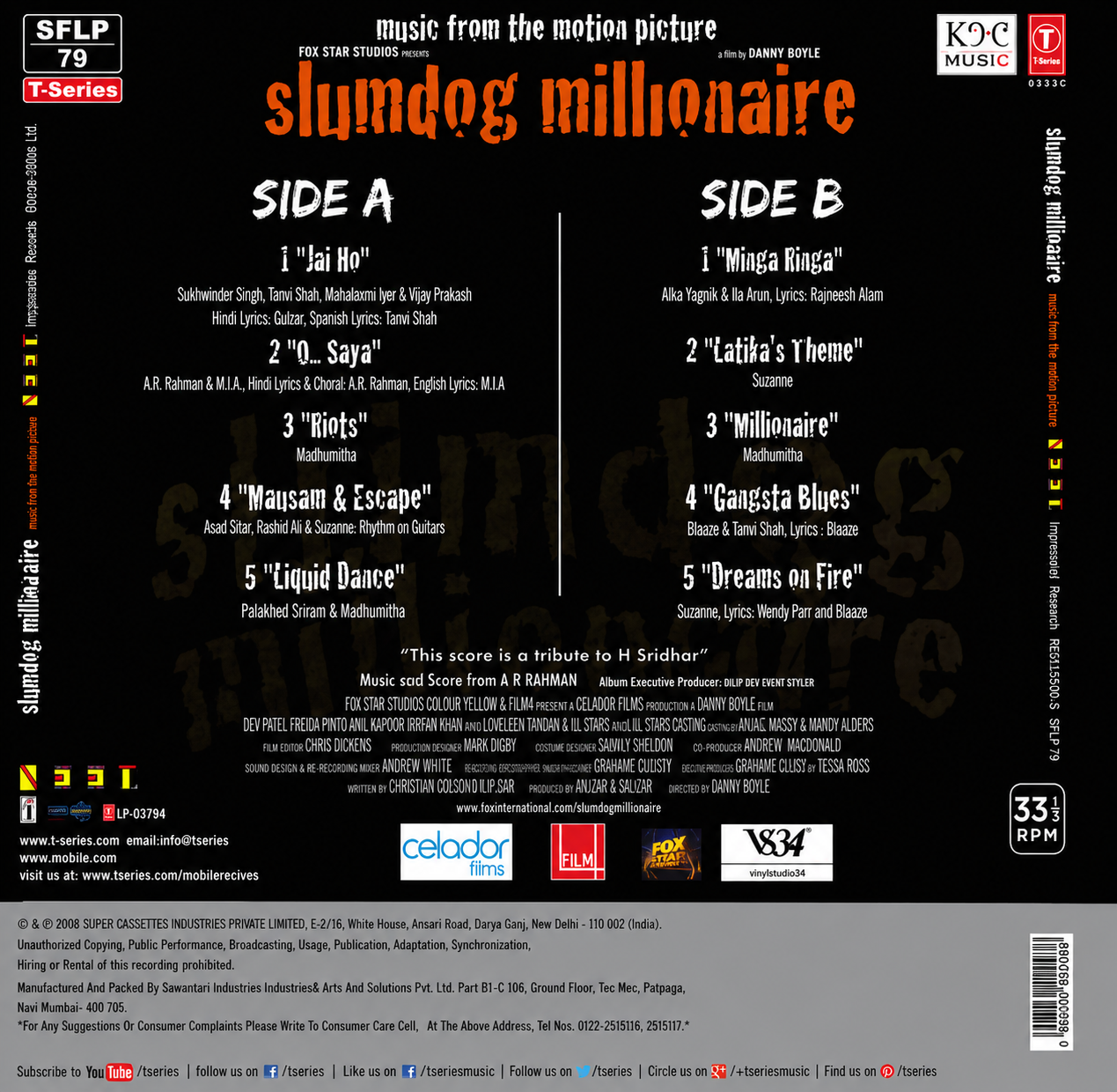 SLUMDOG MILLIONAIRE - VINYL RECORD - thumbnail 3