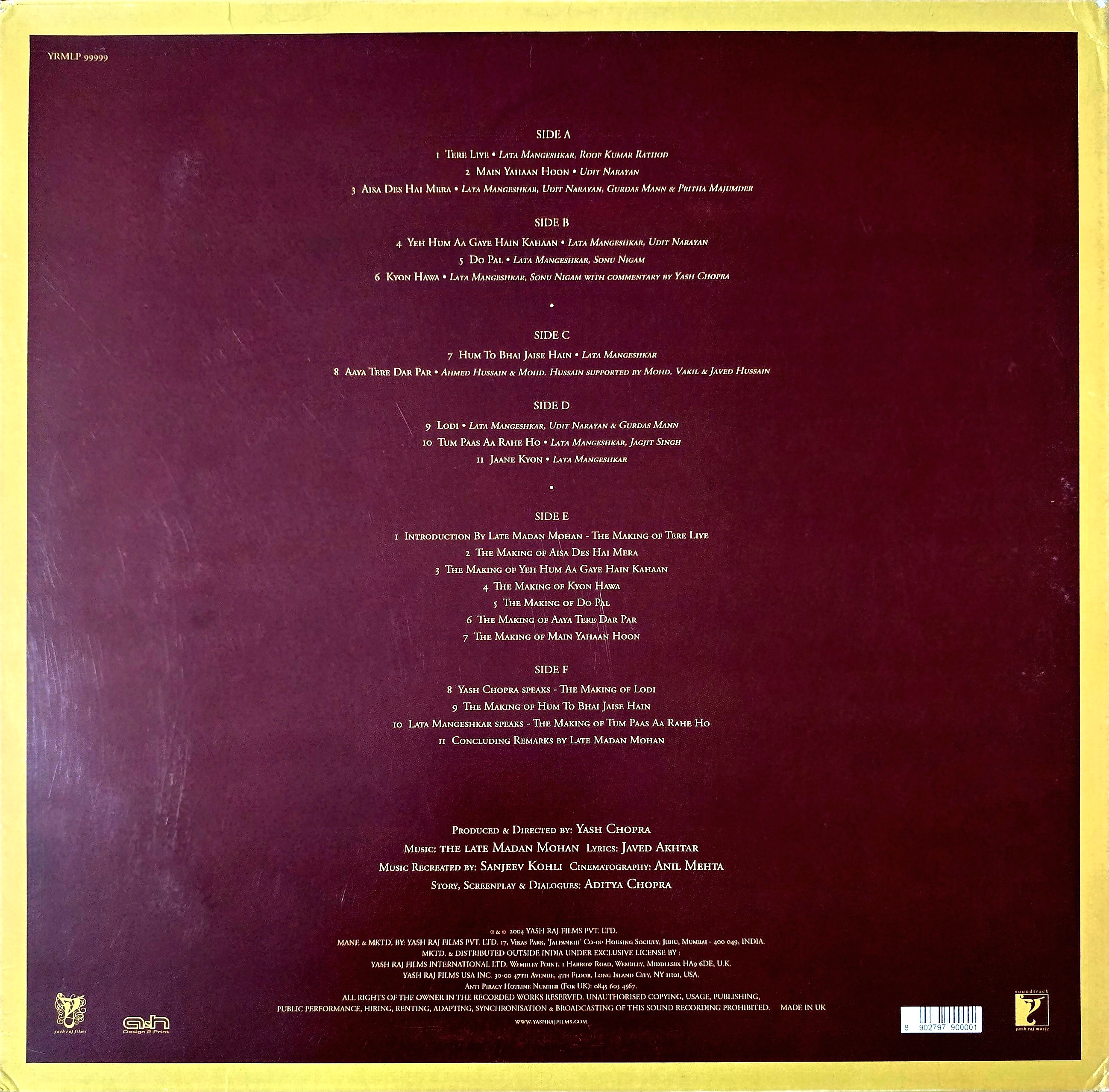 VEER ZAARA 3 LP SET - VINYL RECORD - thumbnail 6