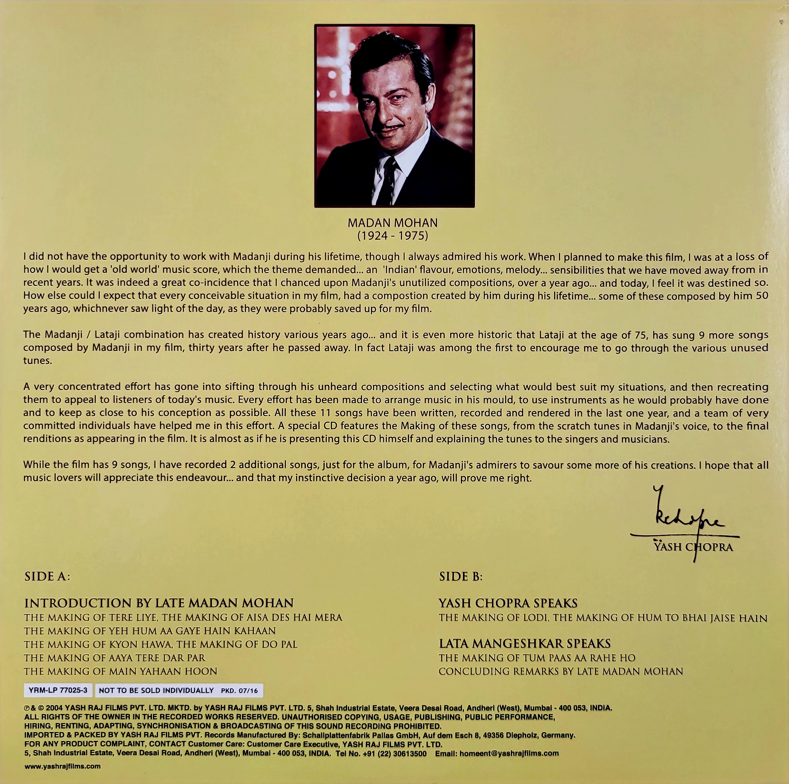 VEER ZAARA 4LP SET BOX - VINYL RECORD - thumbnail 6