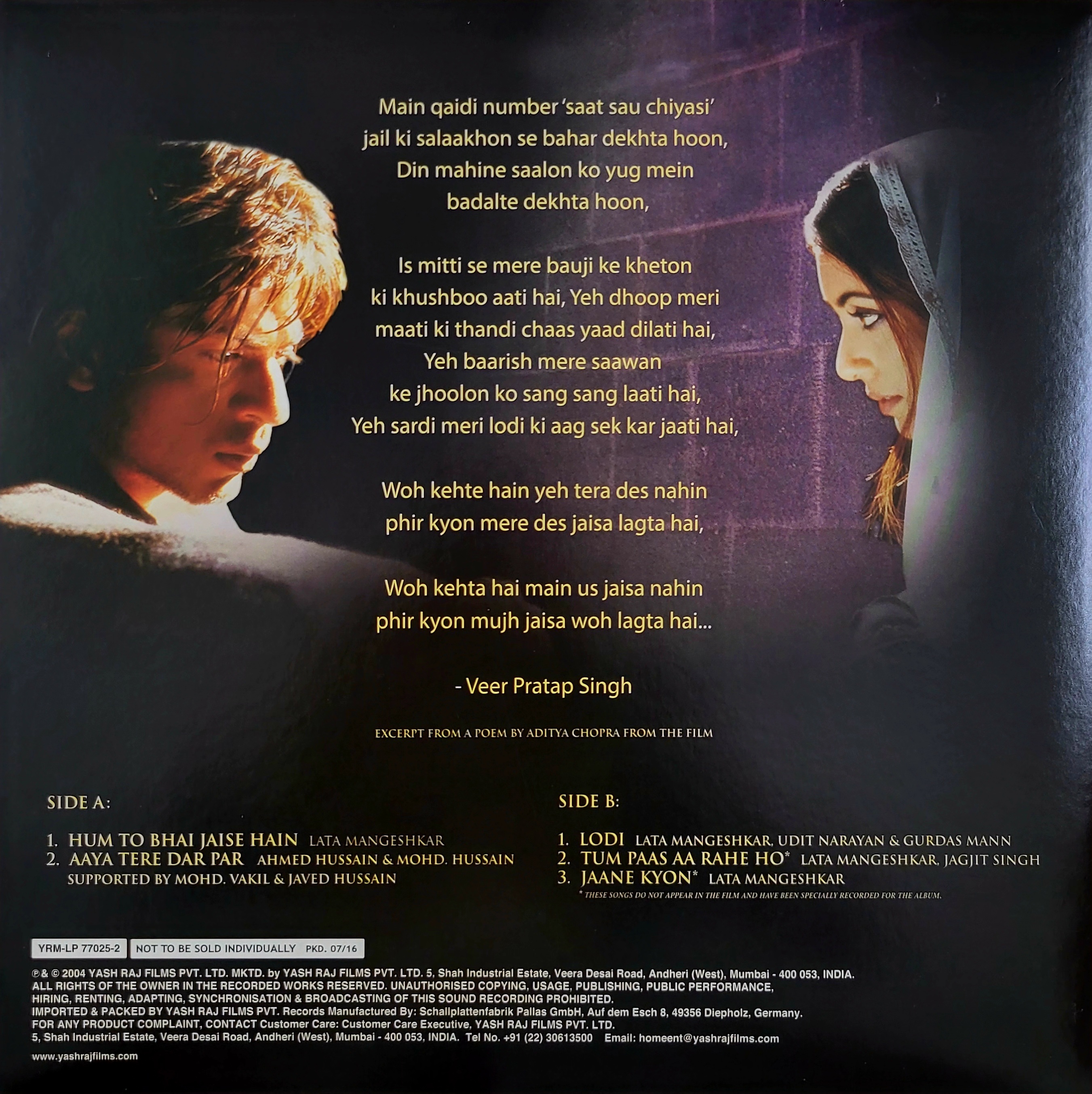 VEER ZAARA 4LP SET BOX - VINYL RECORD - thumbnail 7