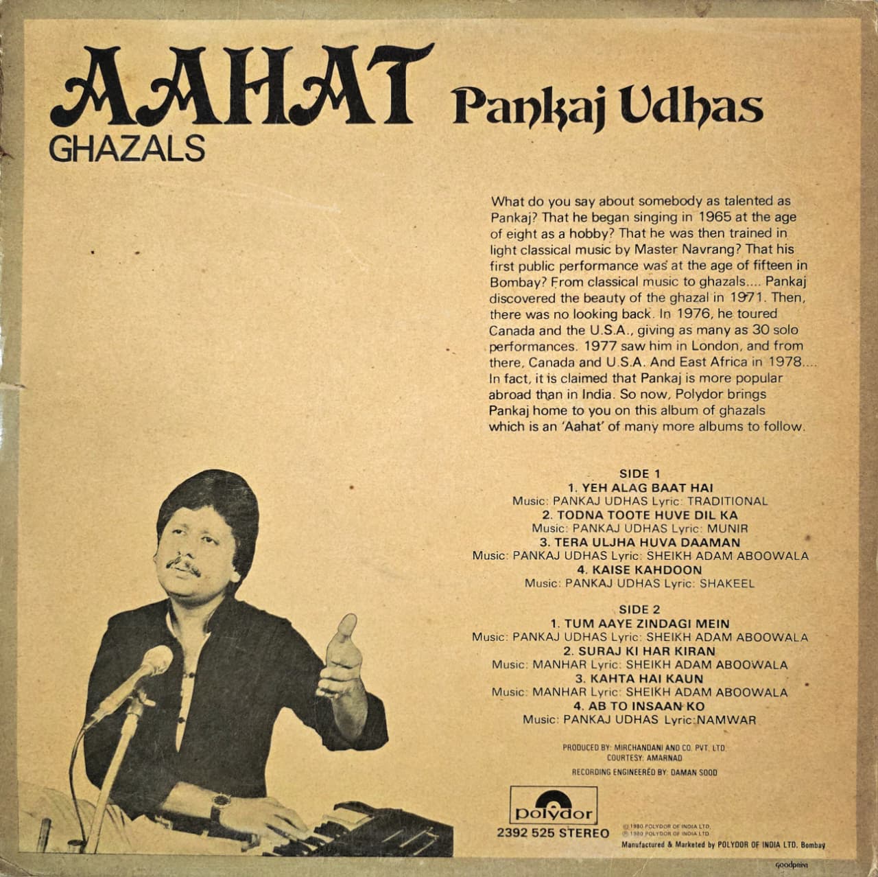 AAHAT : PANKAJ UDHAS - LP RECORD ( POLYDOR / 95% MINT ) 2392 525 - thumbnail 2
