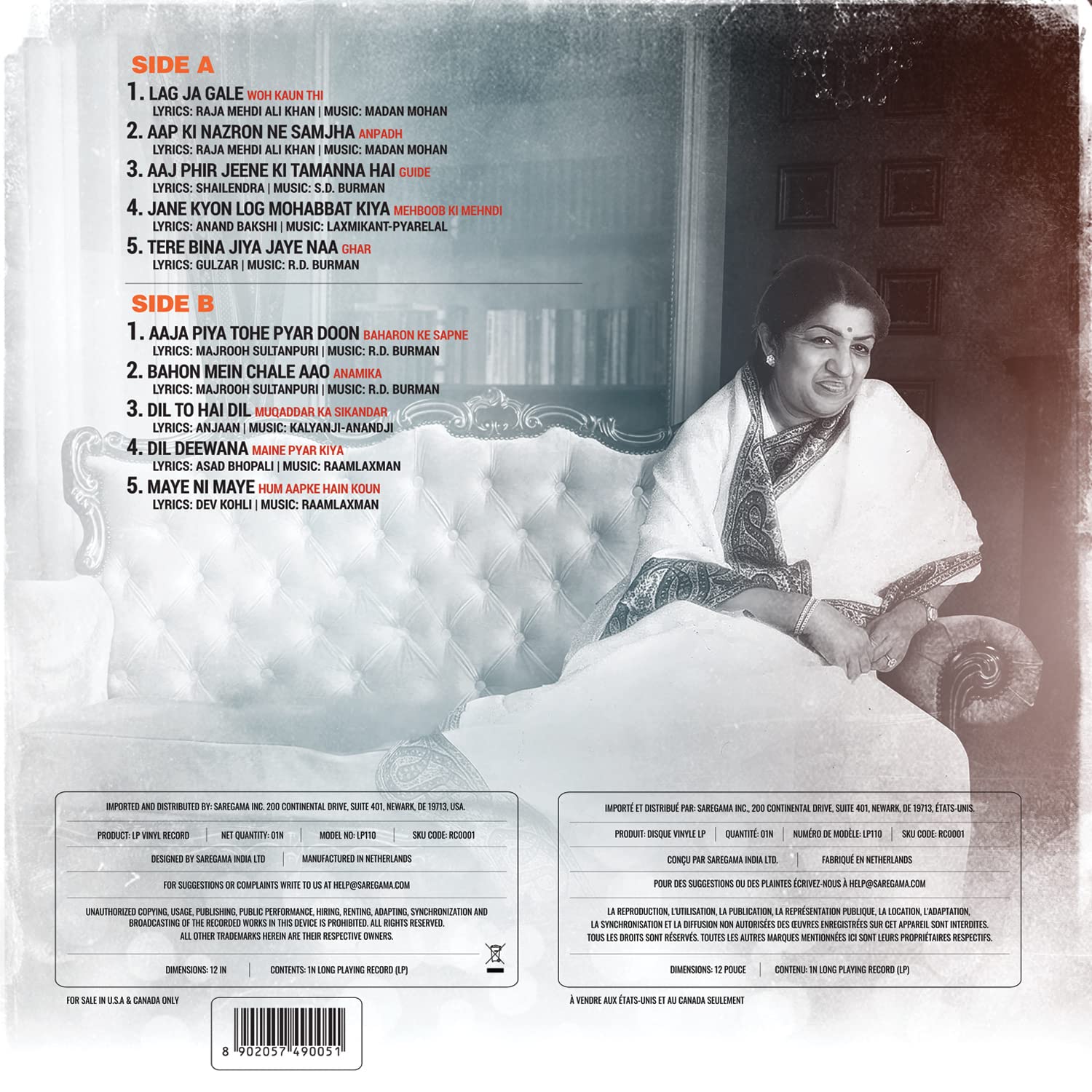 GREATEST HITS LATA MANGESHKAR -  VINYL RECORD - thumbnail 4
