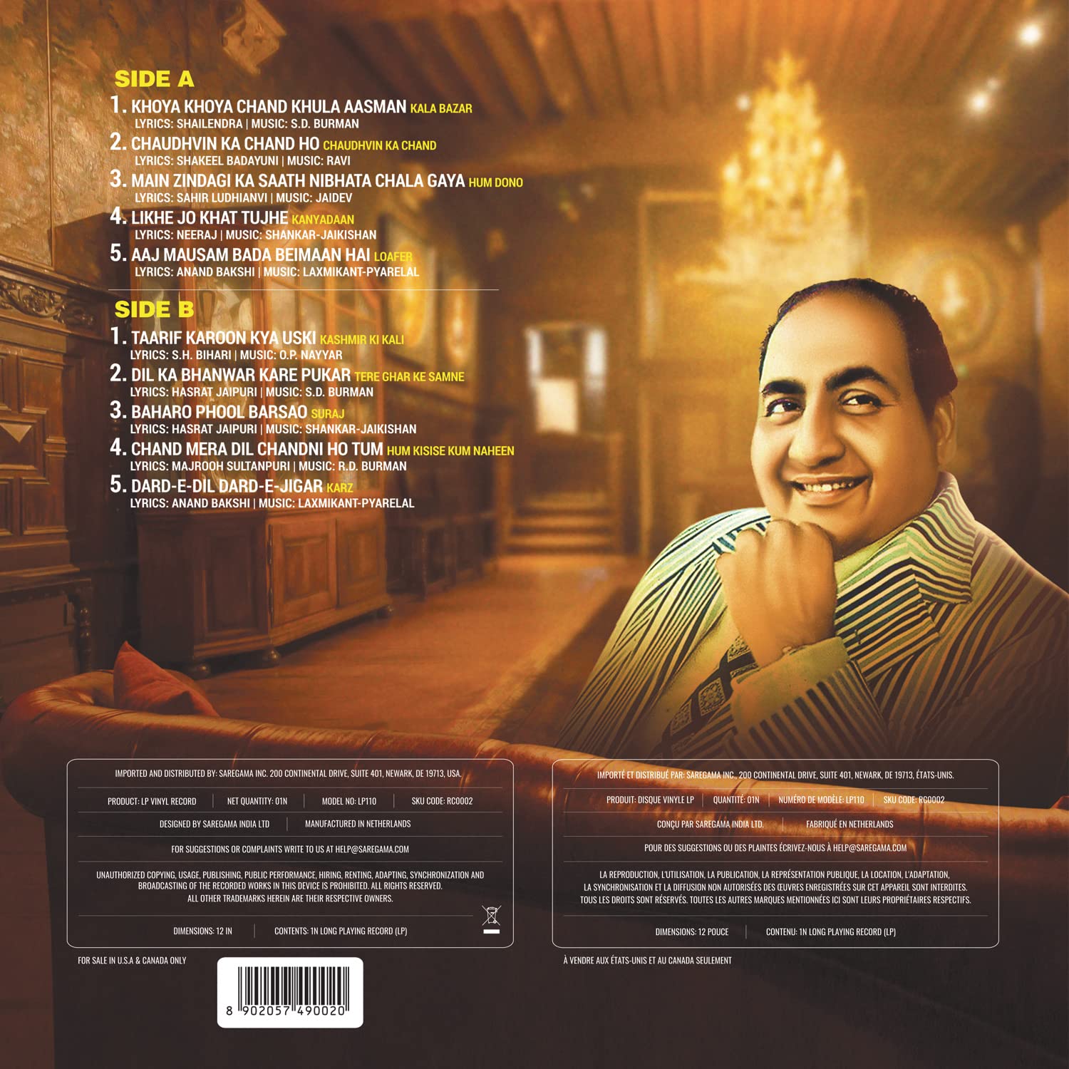 GREATEST HITS MOHD RAFI -  VINYL RECORD - thumbnail 4