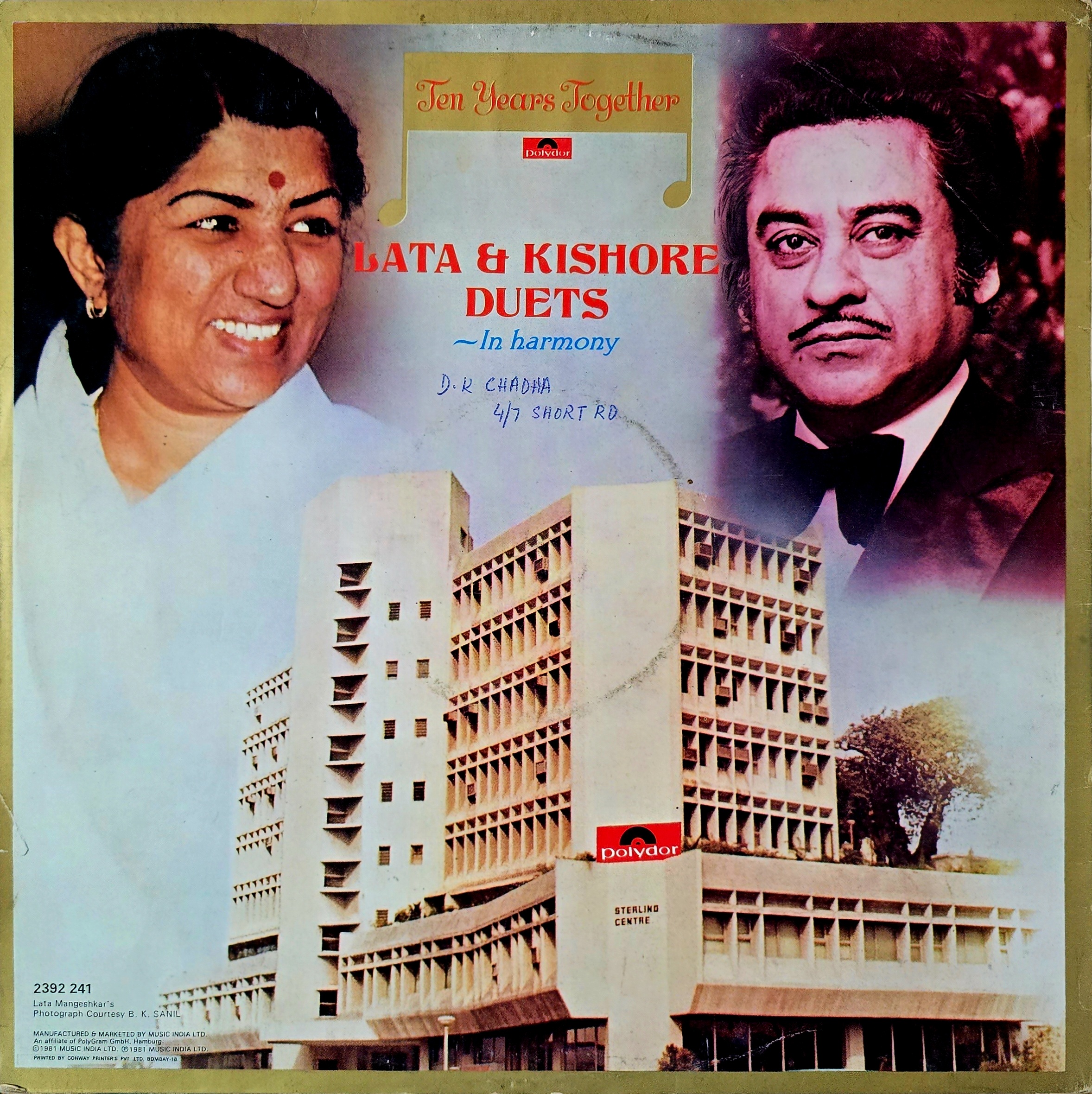 LATA AND KISHORE DUETS : IN HARMONY - LP RECORD ( POLYDOR / 95% ) 2392 241 - thumbnail 3
