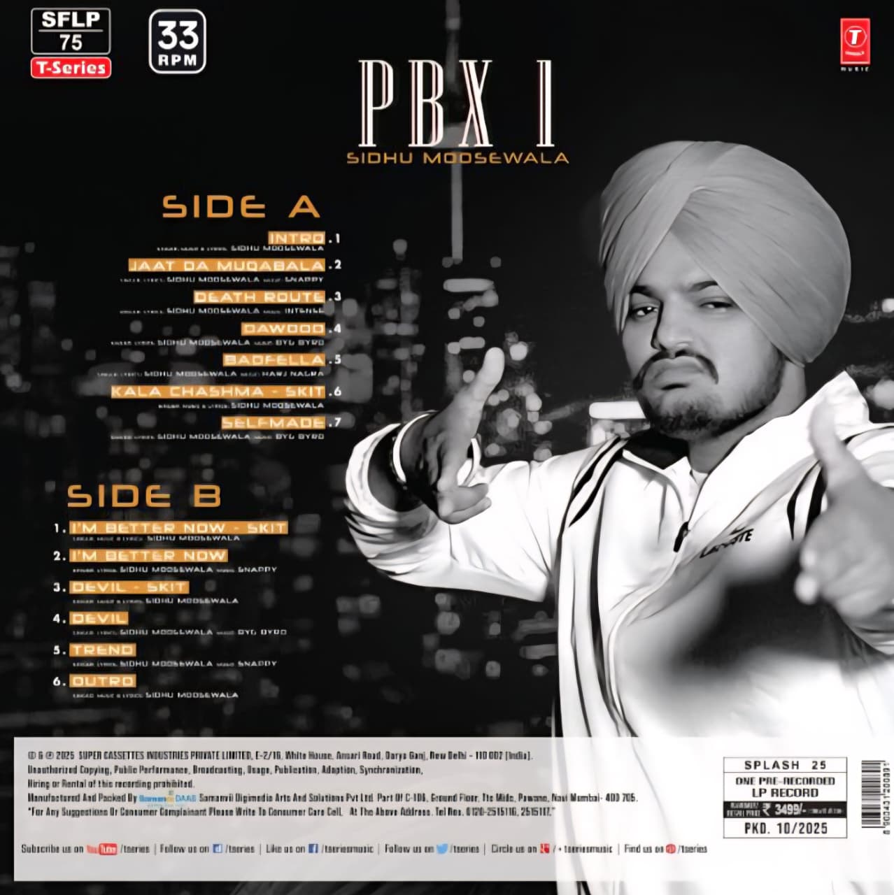 PBX1 SIDHU MOOSEWALA - VINYL RECORD ( PRE BOOK ) - thumbnail 3