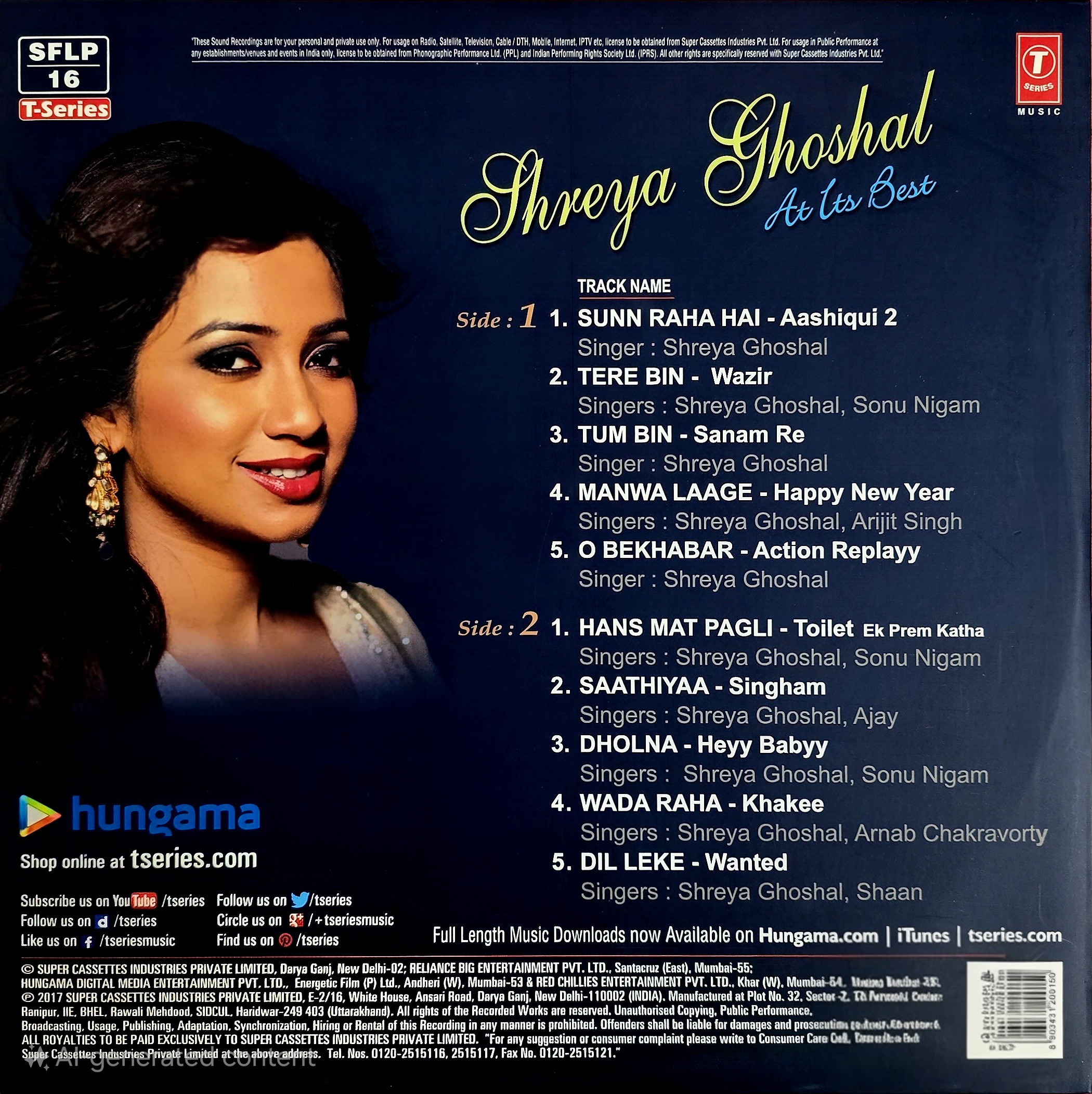 SHREYA GHOSHAL : AT ITS BEST -  VINYL RECORD - thumbnail 2