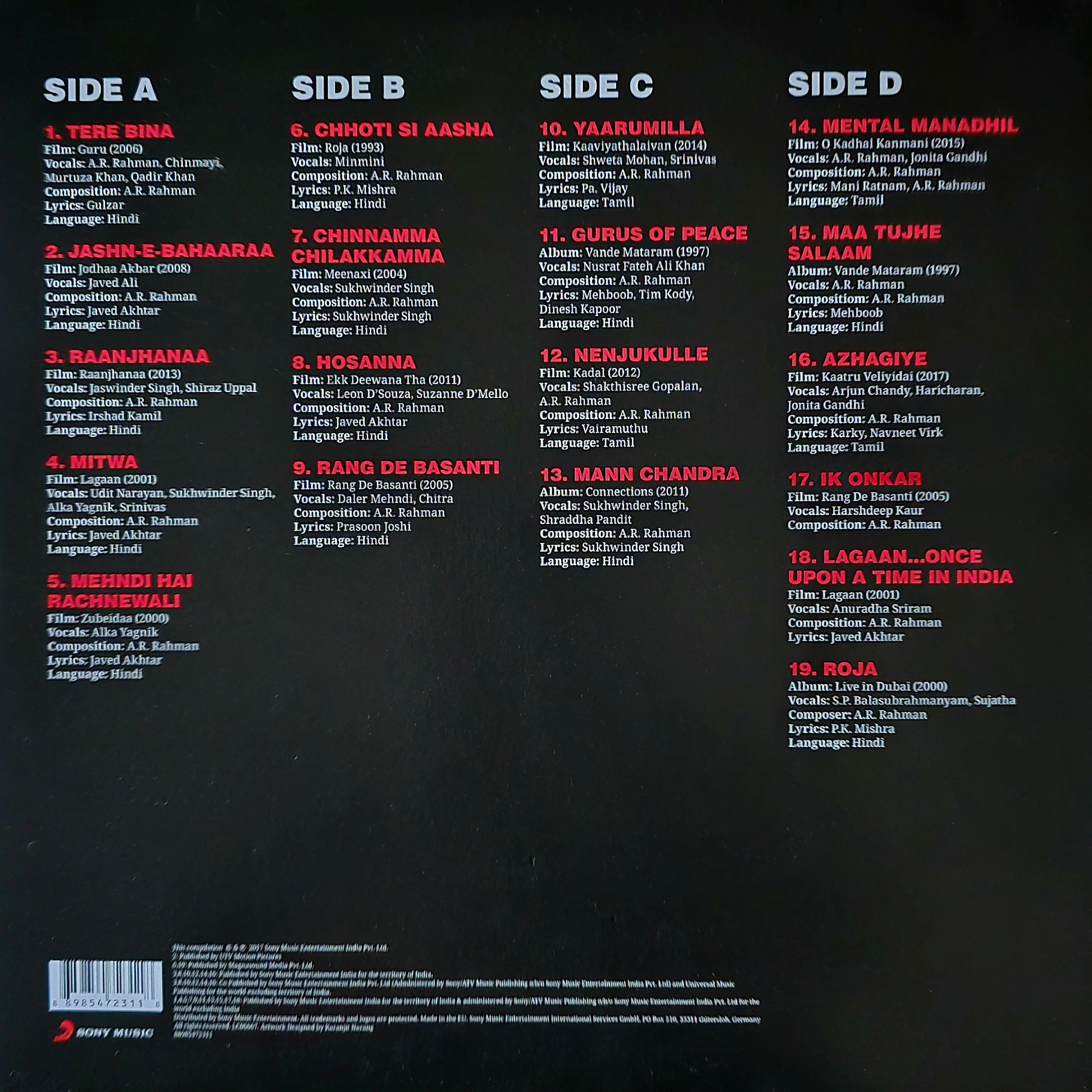 THE ESSENTIAL AR RAHMAN : 2LP SET - VINYL RECORD - thumbnail 3