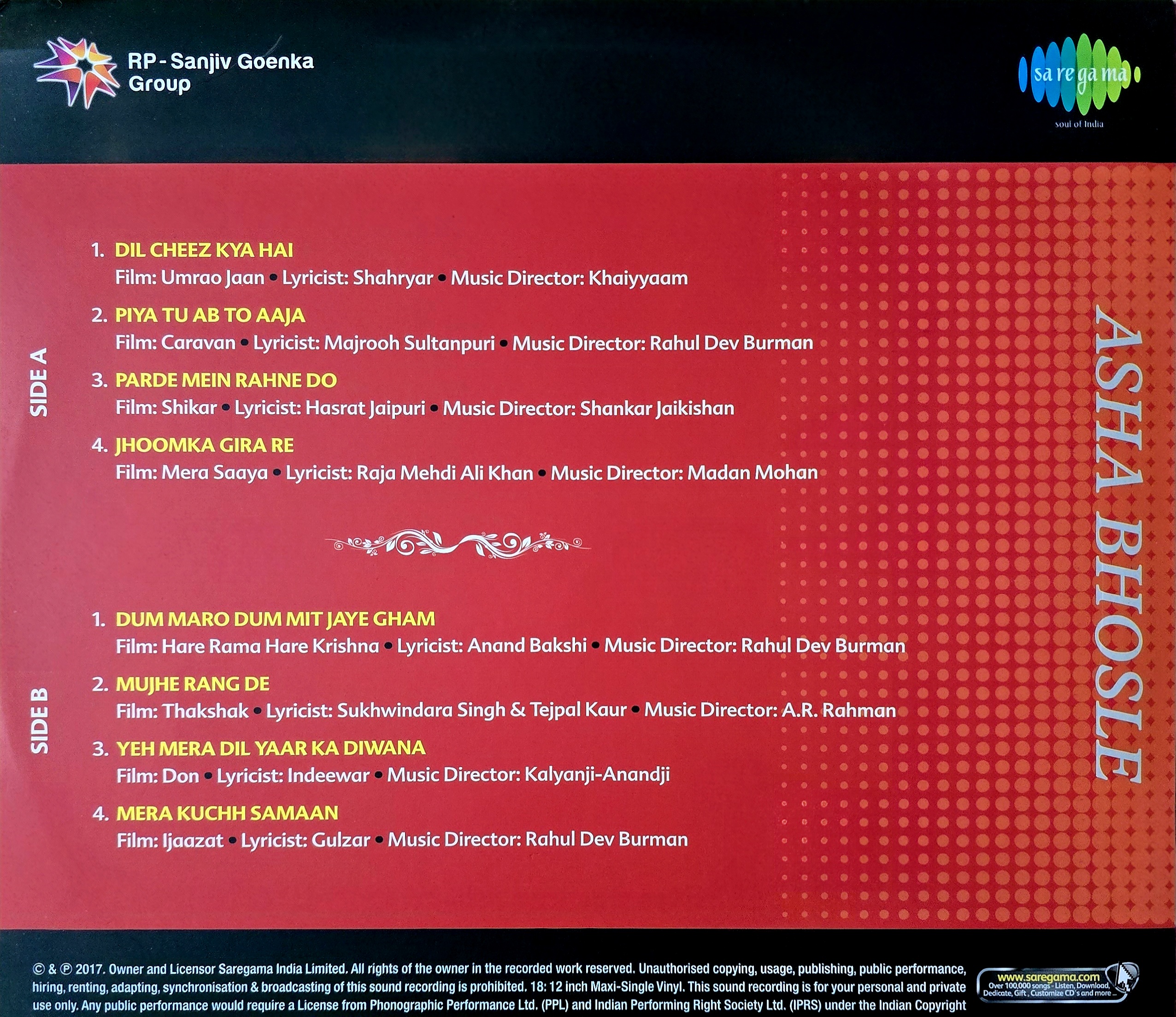 THE LEGENDARY ASHA BHOSLE - VINYL RECORD - thumbnail 2