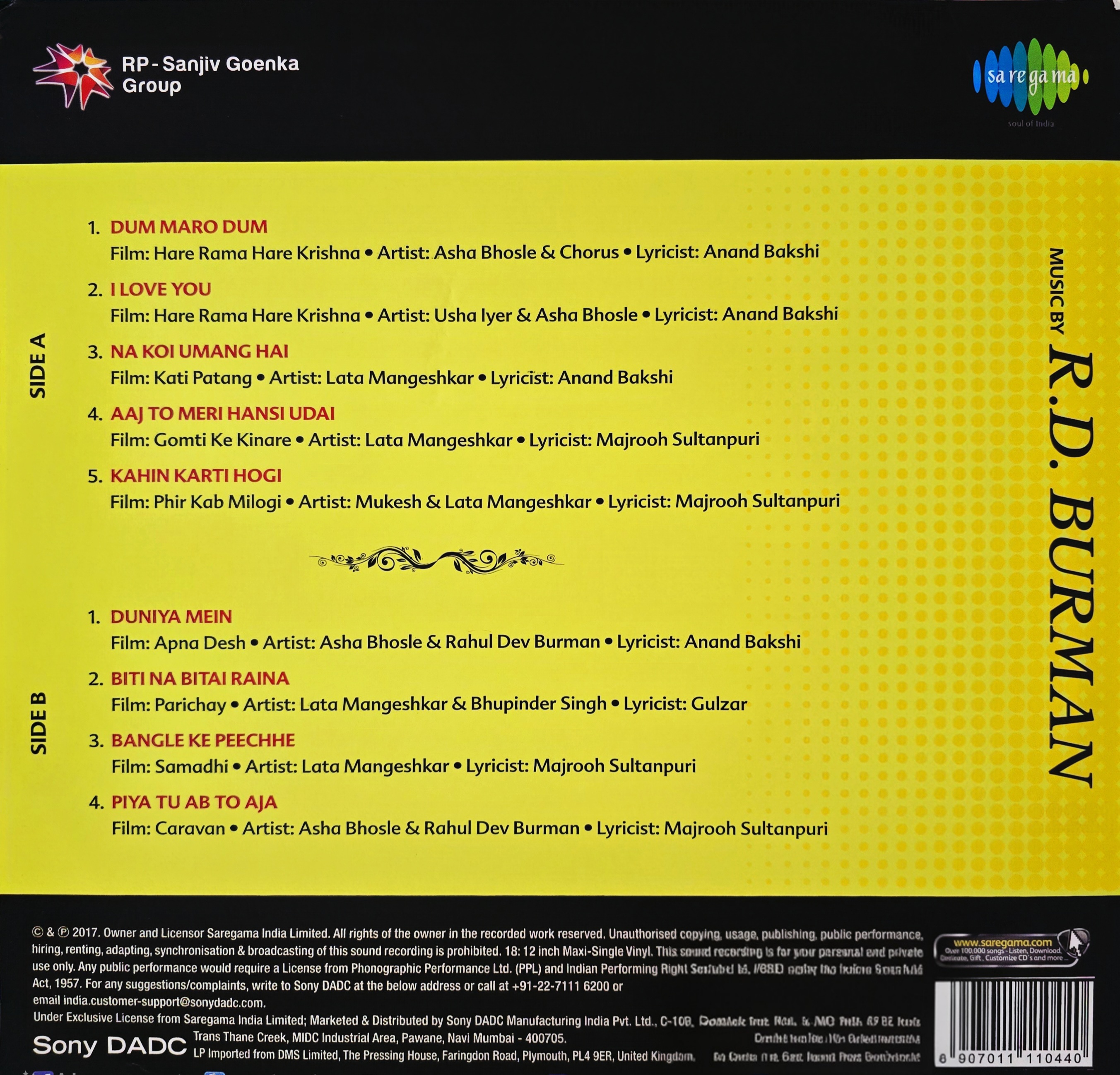 THE LEGENDARY R.D. BURMAN - VINYL RECORD - thumbnail 2