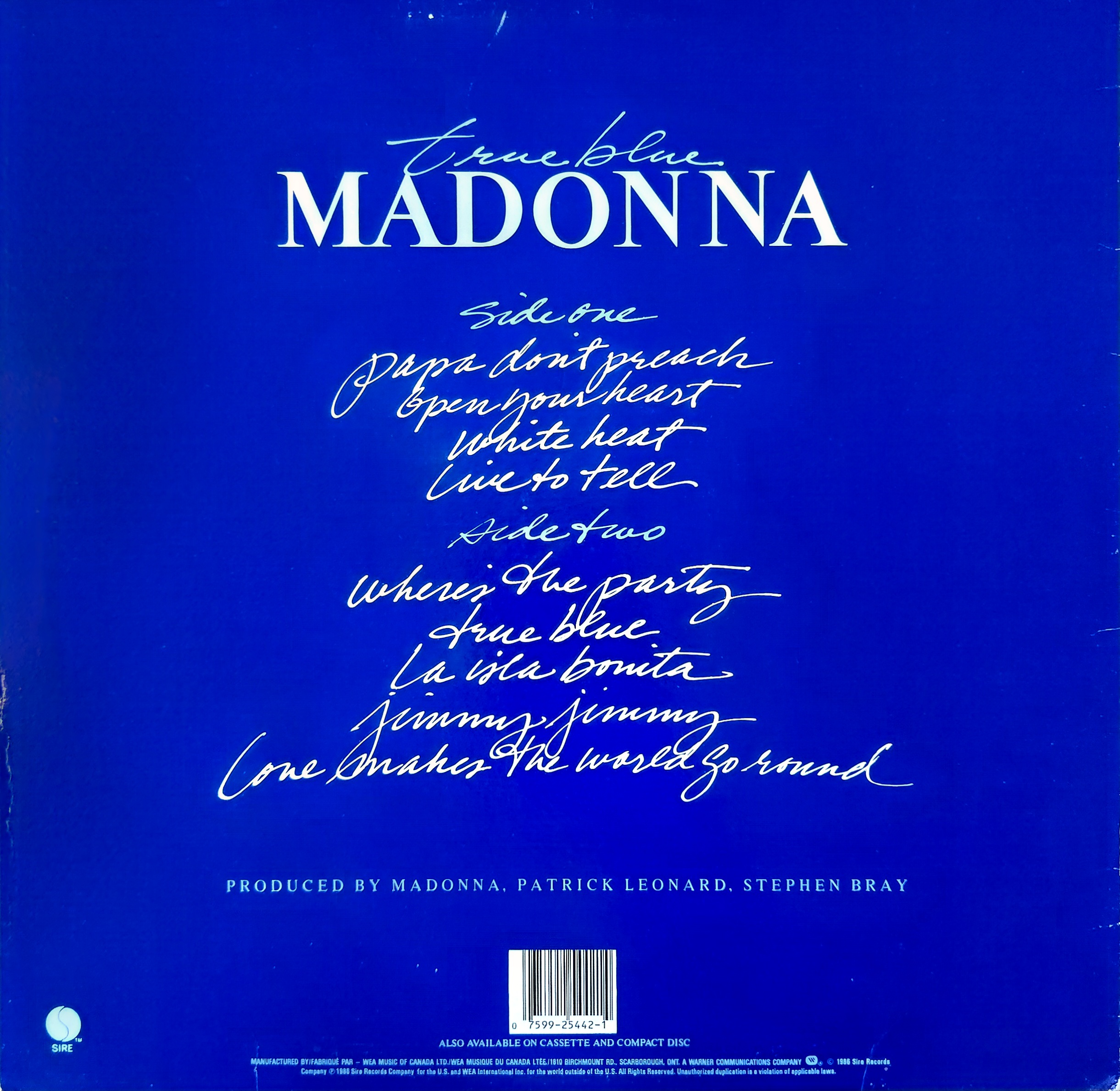 TRUE BLUE MADONNA - LP RECORD ( SIRE / MINT ) - thumbnail 2