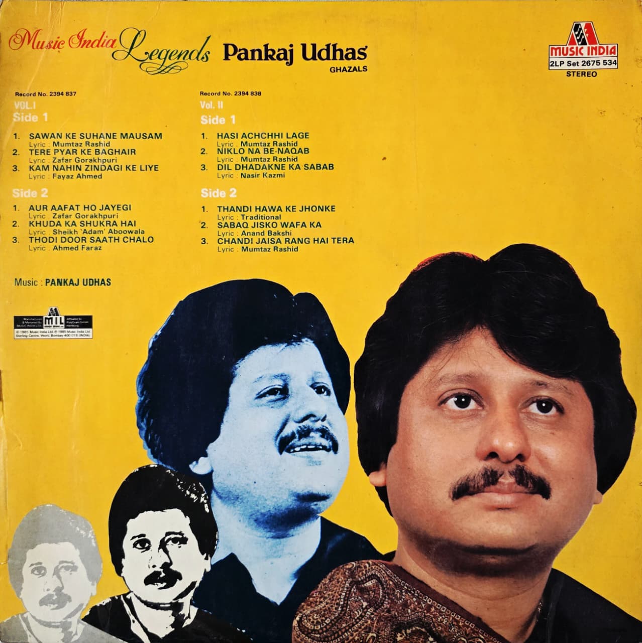 LEGENDS : PANKAJ UDHAS - LP RECORD ( MUSIC INDIA / MINT ) 2LP SET 2675 534 - thumbnail 3